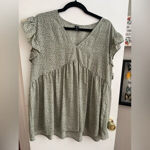 SHEIN Olive Ruffle Sleeve Blouse